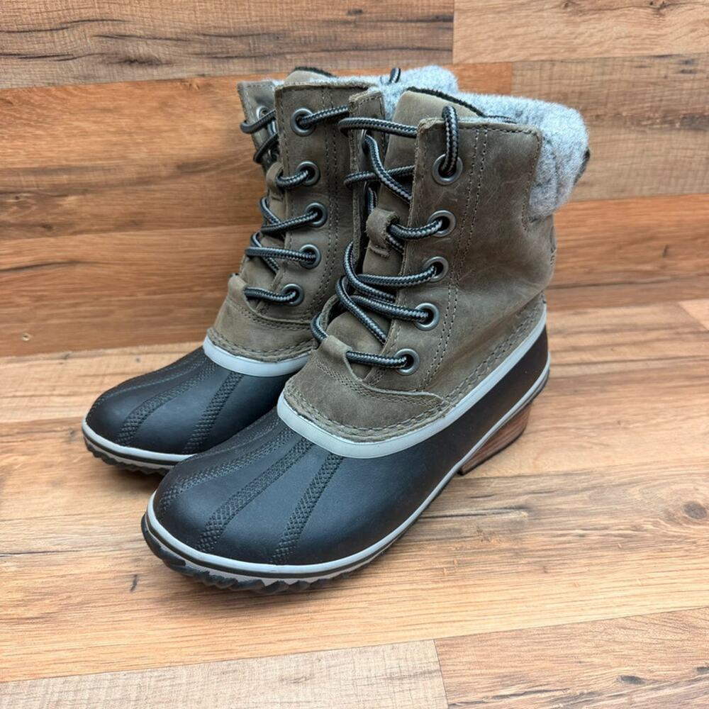 Sorel Women's Size 6.5 Slimpack Lace II Waterproof Insulated Boot Gray/Black